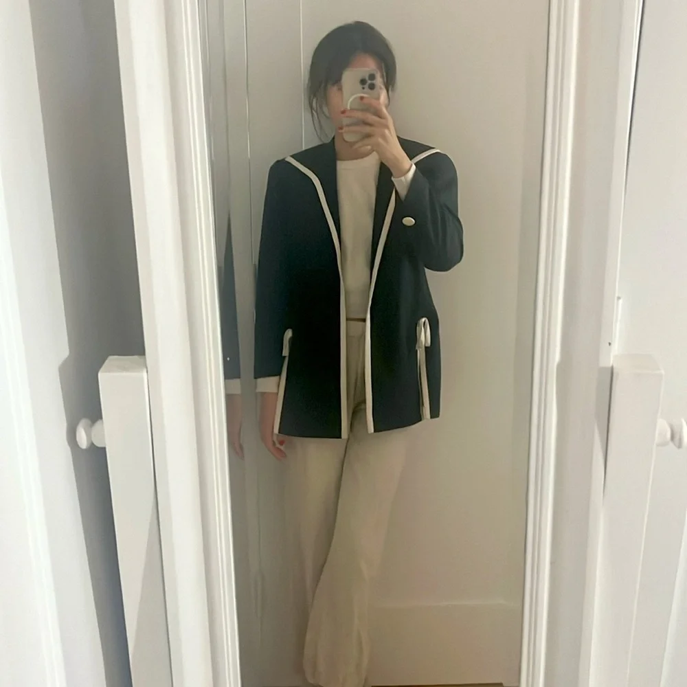 Vintage silk dior navy evening jacket blazer